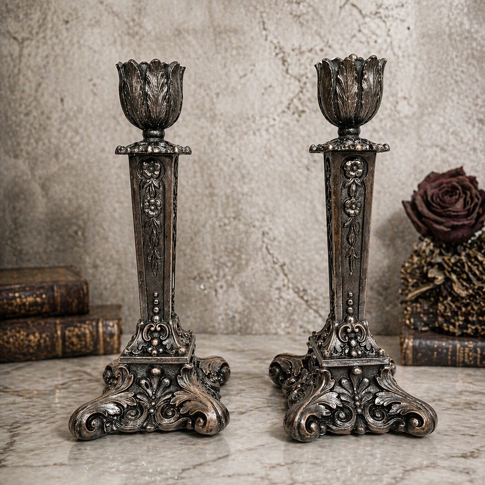Antique K&O Kronheim Oldenbusch Candlesticks‎ Victorian EPNS Pair Victorian